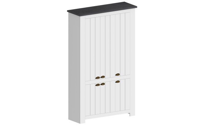 Schuhschrank >Faenza< in Weiß matt / Schiefer  - 114x200x41,8cm (BxHxT)