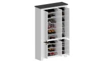 Schuhschrank >Faenza< in Weiß matt / Schiefer  - 114x200x41,8cm (BxHxT)