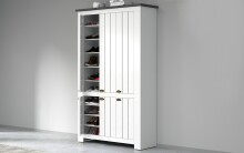 Schuhschrank >Faenza< in Weiß matt / Schiefer  - 114x200x41,8cm (BxHxT)