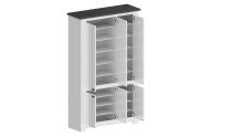 Schuhschrank >Faenza< in Weiß matt / Schiefer  - 114x200x41,8cm (BxHxT)