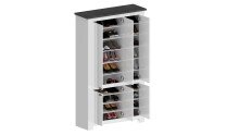 Schuhschrank >Faenza< in Weiß matt / Schiefer  - 114x200x41,8cm (BxHxT)