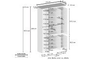 Schuhschrank >Faenza< in Weiß matt / Schiefer  - 114x200x41,8cm (BxHxT)