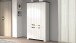 Schuhschrank >Faenza< in Weiß matt / Schiefer  - 114x200x41,8cm (BxHxT)