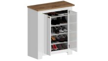 Schuhkommode >Faenza< in Weiß / Wotan Eiche  - 84x100x41,8cm (BxHxT)