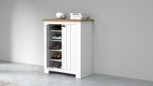 Schuhkommode >Faenza< in Weiß / Wotan Eiche  - 84x100x41,8cm (BxHxT)