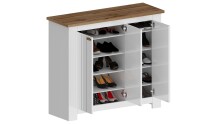 Schuhkommode >Faenza< in Weiß / Wotan Eiche  - 114x100x41,8cm (BxHxT)