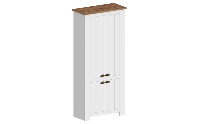 Schuhschrank >Faenza< in Weiß / Wotan Eiche  - 84x200x41,8cm (BxHxT)