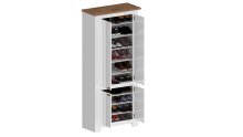 Schuhschrank >Faenza< in Weiß / Wotan Eiche  - 84x200x41,8cm (BxHxT)