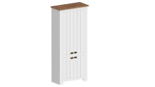 Schuhschrank >Faenza< in Weiß / Wotan Eiche  - 84x200x41,8cm (BxHxT)