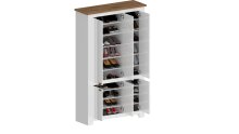 Schuhschrank >Faenza< in Weiß / Wotan Eiche  - 114x200x41,8cm (BxHxT)