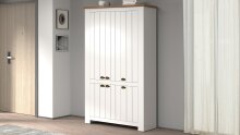 Schuhschrank >Faenza< in Weiß / Wotan Eiche  - 114x200x41,8cm (BxHxT)
