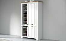 Schuhschrank >Faenza< in Weiß / Wotan Eiche  - 114x200x41,8cm (BxHxT)