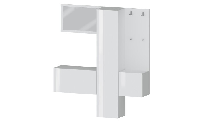 Kompaktgarderobe >Anzio< in Weiß Hochglanz - 170x191x35cm (BxHxT)