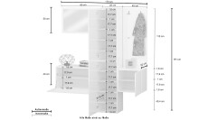 Kompaktgarderobe >Anzio< in Weiß Hochglanz - 170x191x35cm (BxHxT)