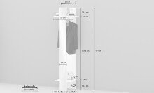 Kompaktgarderobe >Anzio< in Weiß Hochglanz - 50x191x35cm (BxHxT)