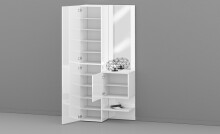Kompaktgarderobe >Anzio< in Weiß Hochglanz - 90x191x35cm (BxHxT)