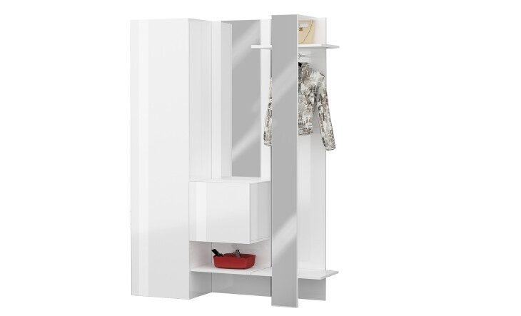 Kompaktgarderobe >Anzio< in Weiß Hochglanz - 140x191x35cm (BxHxT)