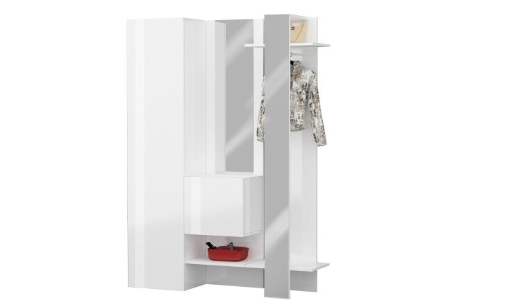 Kompaktgarderobe >Anzio< in Weiß Hochglanz - 140x191x35cm (BxHxT)