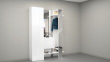 Kompaktgarderobe >Anzio< in Weiß Hochglanz - 140x191x35cm (BxHxT)