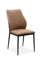 Esszimmerstuhl >Lillie< (4er-Set) in Microfaser Vintage cognac / schwarz