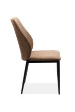 Esszimmerstuhl >Lillie< (4er-Set) in Microfaser Vintage cognac / schwarz