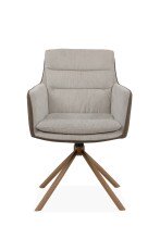 Drehstuhl >Logan< (2er-Set) in Cord beige + Lederoptik braun / Holzoptik