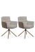 Drehstuhl >Logan< (2er-Set) in Cord beige + Lederoptik braun / Holzoptik