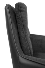 Drehstuhl >Logan< (2er-Set) in Stoff anthrazit + Lederoptik schwarz / schwarz