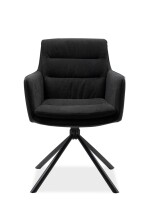 Drehstuhl >Logan< (2er-Set) in Stoff anthrazit + Lederoptik schwarz / schwarz