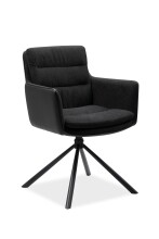 Drehstuhl >Logan< (2er-Set) in Stoff anthrazit + Lederoptik schwarz / schwarz