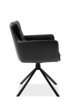 Drehstuhl >Logan< (2er-Set) in Stoff anthrazit + Lederoptik schwarz / schwarz
