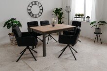 Drehstuhl >Logan< (2er-Set) in Stoff anthrazit + Lederoptik schwarz / schwarz