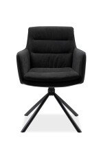 Drehstuhl >Logan< (2er-Set) in Stoff anthrazit + Lederoptik schwarz / schwarz