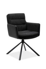 Drehstuhl >Logan< (2er-Set) in Stoff anthrazit + Lederoptik schwarz / schwarz