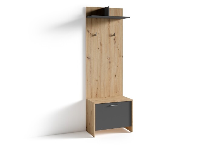 Sitzbank >BEN< in Eiche-Optik/Anthrazit 60 x 48 x 35 cm (BxHxT)