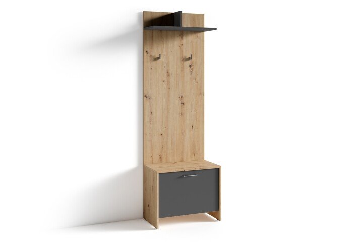 Sitzbank >BEN< in Eiche-Optik/Anthrazit 60 x 48 x 35 cm (BxHxT)
