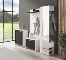 Sitzbank >BEN< in Weiß/Schwarz 60 x 48 x 35 cm (BxHxT)