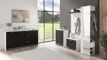 Sitzbank >BEN< in Weiß/Schwarz 60 x 48 x 35 cm (BxHxT)