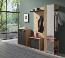Schuhkommode >BEN< in Eiche-Optik/Anthrazit 63 x 83 x 35 cm (BxHxT)