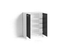 Schuhkommode >BEN< in Weiß/Anthrazit 63 x 83 x 35 cm (BxHxT)