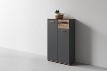 Schuhkommode >JAKOB< in Anthrazit/Old-Wood-Optik 60 x 102 x 30 cm (BxHxT)