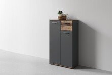 Schuhkommode >JAKOB< in Anthrazit/Old-Wood-Optik 60 x 102 x 30 cm (BxHxT)