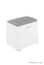 Sitzbank >JAKOB< in Weiß/Schwarz 48,5 H 49 x 30 cm (BxHxT)