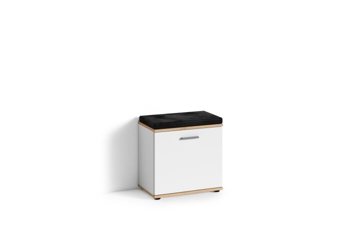 Sitzbank >JAKOB< in Weiß/Eiche-Optik 48,5 H 49 x 30 cm (BxHxT)
