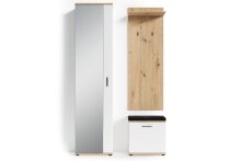 Sitzbank >JAKOB< in Weiß/Eiche-Optik 48,5 H 49 x 30 cm (BxHxT)