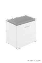 Sitzbank >JAKOB< in Weiß/Eiche-Optik 48,5 H 49 x 30 cm (BxHxT)