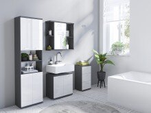 Seitenschrank >NEBRASKA< in Anthrazit/Weiß 35,5 x 74 x 31,5 cm (BxHxT)