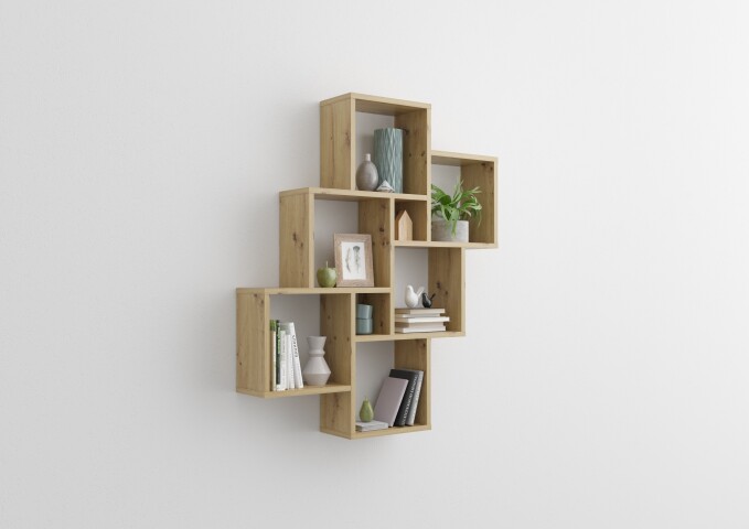 Wandregal >LAURIO 2< in Artisan Eiche Dekor - 81,2x94,3x15,7cm (BxHxT)