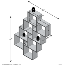 Wandregal >LAURIO 3< in Brillantweiß - 94,5x120,8x15,7cm (BxHxT)