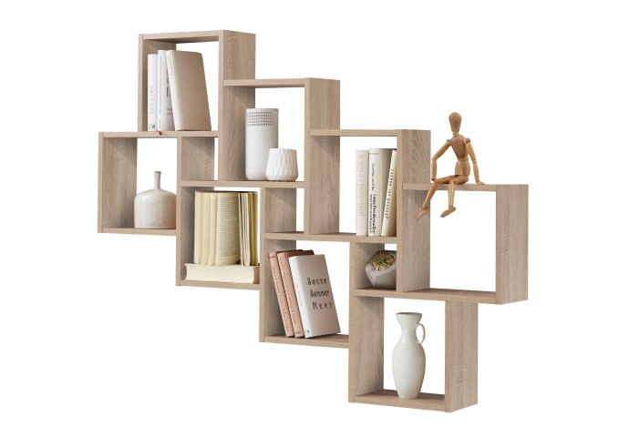 Wandregal >LAURIO 3< in Eiche Dekor - 94,5x120,8x15,7cm (BxHxT)